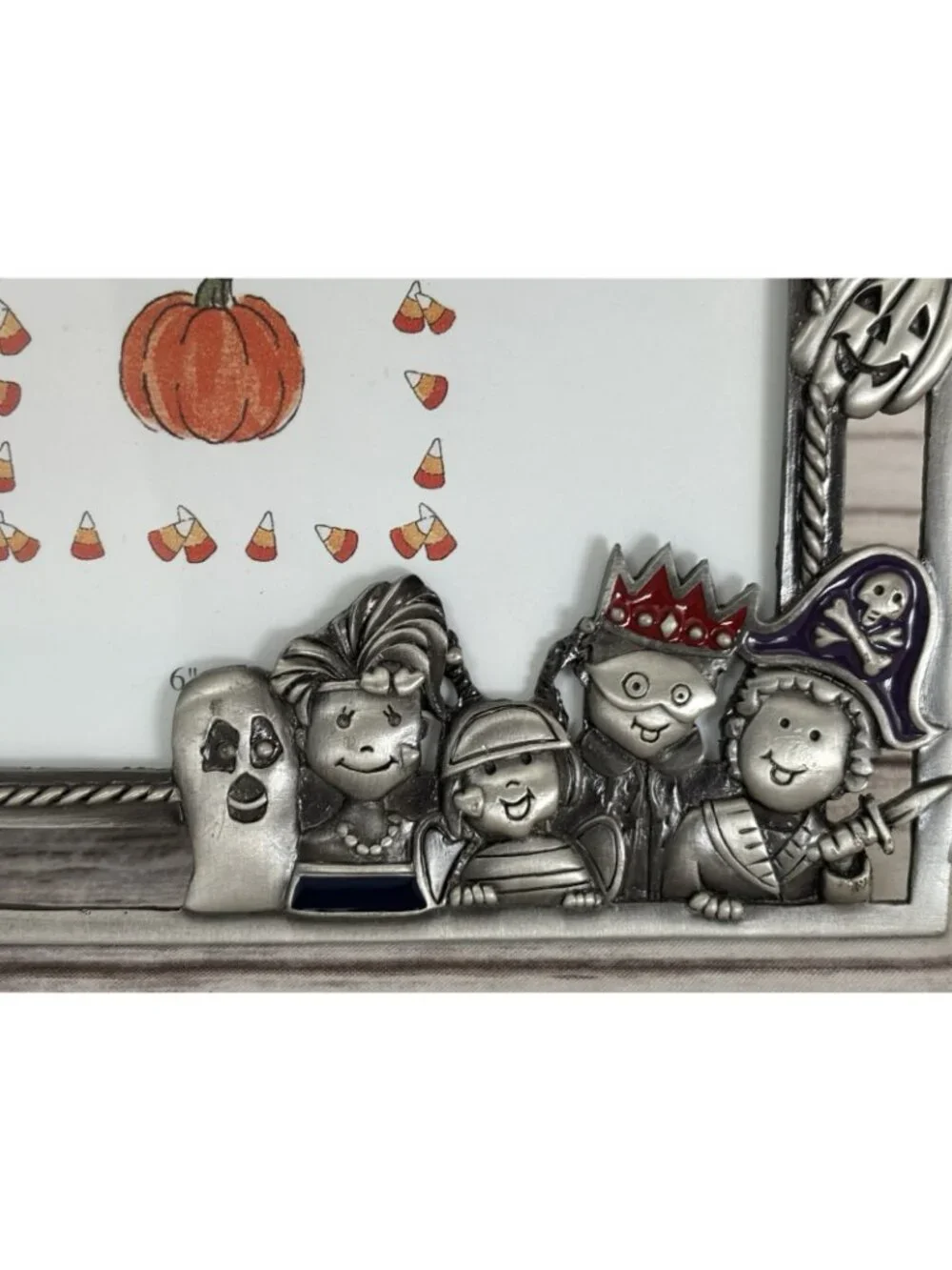 Retro Cute Halloween Fall Cat Bat Trick Or Treat Metal Picture Frame